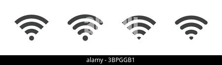 Wi-Fi-Signalsymbole mit unterschiedlichen Stärken für drahtlose Konnektivität, Internetzugang, Netzwerksignal und Online-Kommunikation Stock Vektor