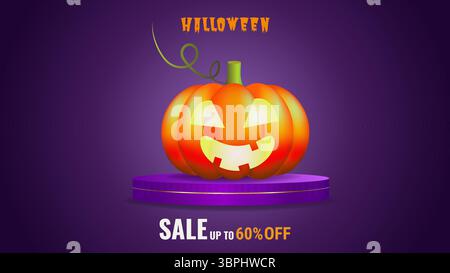 Halloween Sale Werbebanner Vorlage Angebot Design. Festliches, gruseliges Design-Poster-Website. Vektorabbildung. Stock Vektor