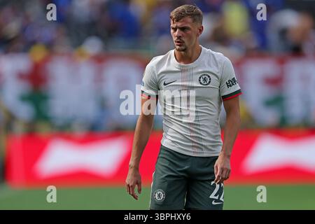 8. Juli 2025: East Ritherford, NJ, USA; Kiernan Dewsbury-Hall von Chelsea FC, während des Spiels zwischen Fluminense und Chelsea FC, im Halbfinale der FIFA Club-Weltmeisterschaft 2025, im MetLife Stadium Stockfoto
