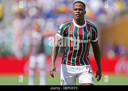 8. Juli 2025: East Ritherford, NJ, USA; Jhon Arias aus Fluminense, während des Spiels zwischen Fluminense und Chelsea FC, im Halbfinale der FIFA Club-Weltmeisterschaft 2025, im MetLife Stadium Stockfoto