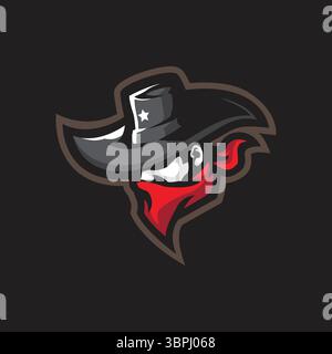 Sheriff Mascot Logo Design Vektor mit modernem Illustrationskonzept Stil für Abzeichen, Emblem und T-Shirt Druck. Illustration des Chefsheriffs. Stock Vektor