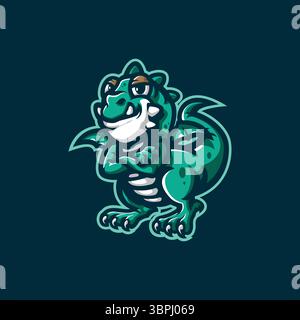 dragon Logo Design Vektor mit Konzeptstil für Abzeichen, Emblem und T-Shirt Druck. drachen-Illustration. Stock Vektor