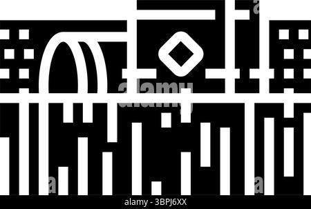 Ölfässer im verlassenen Feld chemische Verschmutzung Glyphe Icon Vektor Illustration Stock Vektor