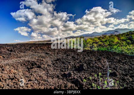 Blick auf die raue vulkanische Landschaft von Kap Kinau auf der hawaiianischen Insel Maui Stockfoto