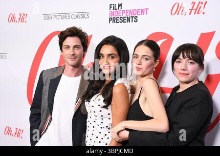 Los Angeles, Kalifornien, USA 8. Juli 2025 (L-R) Schauspieler Logan Lerman, Schauspielerin Geraldine Viswanathan, Schauspielerin/Produzentin Molly Gordon und Regisseurin/Schriftstellerin Sohie Brooks nehmen am 8. Juli 2025 im AMC The Grove in Los Angeles, Kalifornien, USA, Teil. Foto: Barry King/Alamy Live News Stockfoto