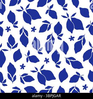 Handgezeichnetes Blumenmuster mit Zitrone Stock Vektor