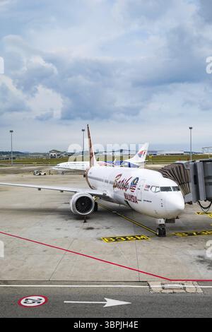 Kuala Lumpur, Malaysia – Mai 2023: Batik Air Aircraft, Boeing, am Kuala Lumpur International Airport. Batik Air ist eine indonesische Linienfluggesellschaft Stockfoto