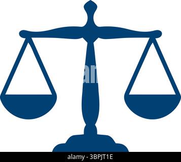 Marineblaue Skalen der Gerechtigkeit – Symbol für Recht und Gleichgewicht Stock Vektor