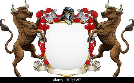 Bull Heraldik Wappenschild des Wappens Stock Vektor