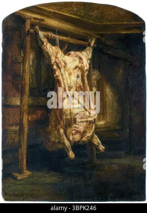 Rembrandt van Rijn, der geschäumte Ochse (geschlachteter Ochse), Gemälde in Öl auf Holz, 1655 Stockfoto