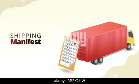 Versandmanifest-Konzept. Offizielle Liste der Artikel im Versand. Illustration des Konzepts für das Supply Chain Management. Stock Vektor