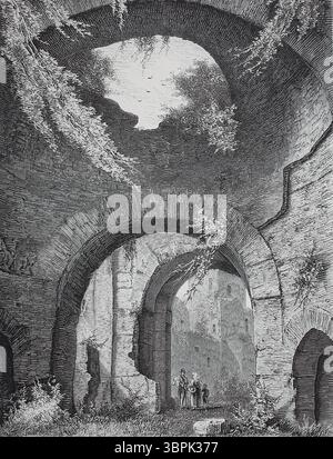Die Ruinen der Thermen von Caracalla, Thermae Antoninianae, 1800, antike Badeanlage in Rom, Italien, historische, digital restaurierte Reproduktion eines Originals aus dem 19. Jahrhundert Stockfoto