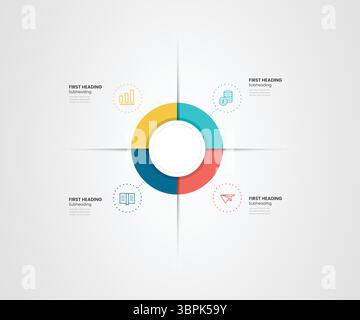 4-teilige Tortendiagramm-Typ-Infografik-Vektorillustration für Datenvisualisierung und Geschäftsanalyse Stock Vektor