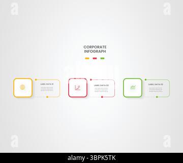 3-Schritte-Business-Infografik – Vorlage Für Ein Einfaches Prozessflussdiagramm Stock Vektor