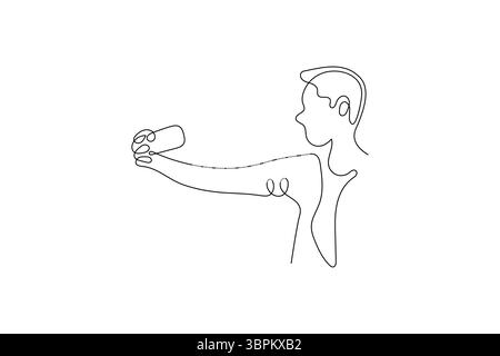 Eine durchgehende Kunst der intelligenten Vektor-Illustration Smartphone einzeilige Zeichnung Kunst Stock Vektor