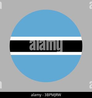 Runde Nationalflagge von Botswana. Kreisförmiges Symbol. Schaltfläche, Banner, Symbol. Nationalzeichen. Stock Vektor