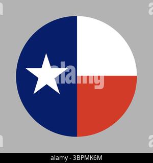 Runde Flagge von Texas. Kreisförmiges Symbol. Schaltfläche, Banner, Symbol. Nationalzeichen. Stock Vektor