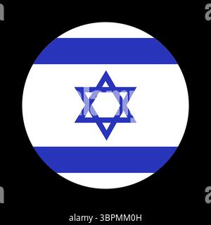 Runde Flagge Israel. Jüdisches Kreissymbol. Schaltfläche, Banner, Symbol. Nationalzeichen. Der Star von David. Stock Vektor