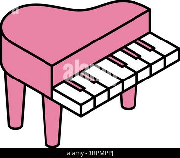 Einfache Linienzeichnung des Piano-Symbols, isometrische Illustration, Vektorillustration Stock Vektor