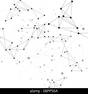 Abstrakter geometrischer Hintergrund mit Verbindungspunkten und Linien. Weißer digitaler Hintergrund. Netzwerkkonzept Stock Vektor