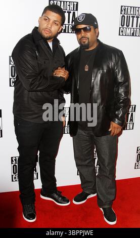 O'Shea Jackson Jr und Ice Cube bei der Premiere von 'Straight Out Compton' in London - 20. August 2015 Stockfoto