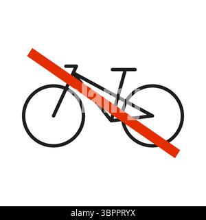 Kein Fahrradschild. Warnsymbol und Verbotssymbol. Symbol für unzulässiges Motorrad. Vorlage für Verbots- oder Regelgrafiken. Stock Vektor