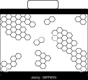Hexagonales Haus aus Wabengewaben isoliert. Vektorgrafik-Strichdarstellung. Hintergrund für Banner, Stoffdruck, Etiketten, T-Shirt-Druck. Für das Logo, WE Stock Vektor