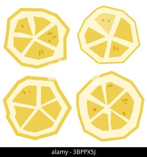 Zitronenscheiben Flach Illustrationsset Stock Vektor
