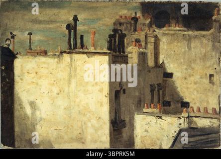 Charles-Emile Cuisin (1832-1900). Toits de Paris. Huile sur Karton. 1832-1900. Paris, musée Carnavalet. Dach, Dächer, Stockfoto