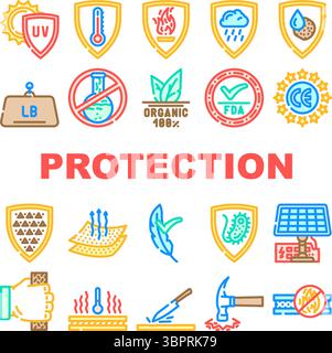 Schutz Haltbarkeit Produktsymbole setzen Vektor Stock Vektor