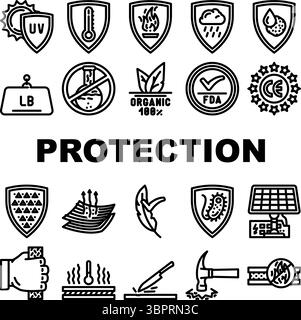 Schutz Haltbarkeit Produktsymbole setzen Vektor Stock Vektor
