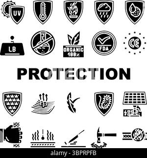 Schutz Haltbarkeit Produktsymbole setzen Vektor Stock Vektor