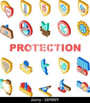 Schutz Haltbarkeit Produktsymbole setzen Vektor Stock Vektor