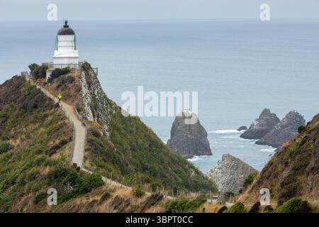 Nugget Point Lighthouse, Otago, Südinsel, Neuseeland Stockfoto