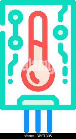 Vektorgrafik des Farbsymbols des Temperatursensormoduls Stock Vektor