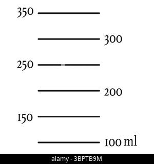 Skala 350 ml Flüssigkeitsvolumen. Messbecher, Kanne bis zum Kochen. Einfache Vektor-Illustration. Stock Vektor