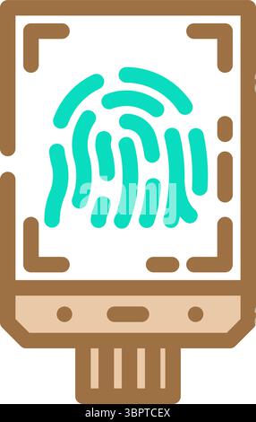 Abbildung des Farbsymbolvektors des Fingerabdrucksensormoduls Stock Vektor