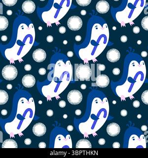 Nahtloses Pinguinmuster für Geschenkpapier und Stoffe sowie Bettwäsche und Kinderbekleidung und Neujahrsverpackungen sowie Noel Winter pac Stockfoto