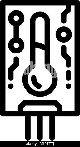 Vektorgrafik des Leitungs-Symbols des Temperatursensormoduls Stock Vektor