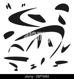 Abstrakte fließende Formen. Kräftige schwarze Formen. Organischer Splash-Vektor. Minimales Chaos. Stock Vektor