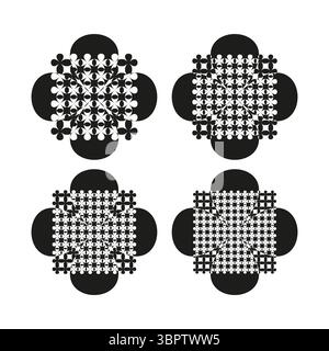 Blumenklee-Symbol. Symbol für dichtes Raster. Geometrischer Bloom Vektor. Auffälliges Design. Stock Vektor