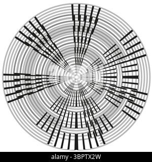 Radiales Linienmuster. Abstraktes kreisförmiges Design. Optische Illustration. Eindeutiges Vektor-Element. Stock Vektor