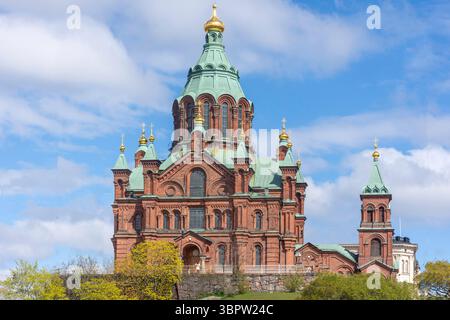 Kathedrale von Uspenski, Halbinsel Katajanokka, Stadt Helsinki, Region Uusimaa (Nyland), Republik Finnland Stockfoto