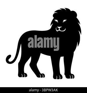 Lion-Silhouette stehend mit Vorderansicht 1 Stock Vektor