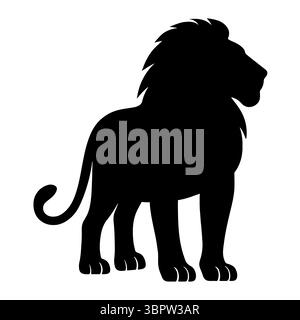 Lion-Silhouette stehend mit Blick auf die Vorderseite Stock Vektor