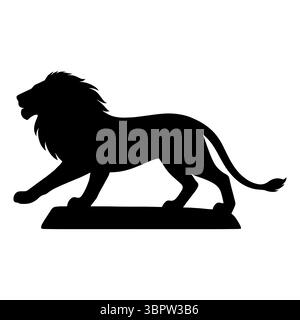 Lion-Silhouette läuft auf großem Felsen Stock Vektor