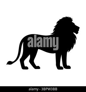 Lion Silhouette in ruhiger Position Stock Vektor