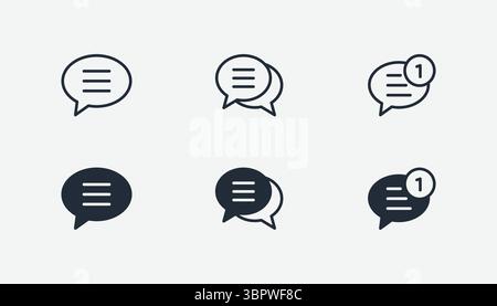Set von Blasenvektorsymbol für Chat-Nachrichten. Kommunikationssymbole. Sprechblase, Dialog. Web-Symbolgruppe. Online-Kommunikation. Stock Vektor