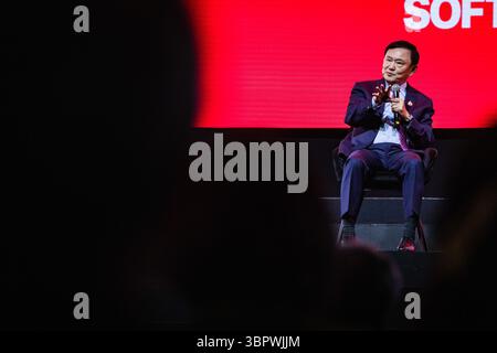 Bangkok, Bangkok, Thailand. Juli 2025. Juli''‹ 09, 2025, Bangkok, Thaksin Shinawatra, ein ehemaliger thailändischer Premierminister, der während des SPLASH-Soft Power Forums 2025 im Queen Sirikit National Convention Centre in Bangkok auf der Bühne zu sehen war. (Kreditbild: © Wissarut Weerasopon/ZUMA Press Wire) NUR REDAKTIONELLE VERWENDUNG! Nicht für kommerzielle ZWECKE! Stockfoto