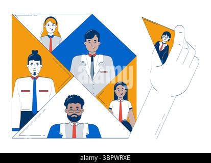 Team Building Business Doodle Illustrationskonzept Stock Vektor
